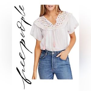 SOLD 🆕 Free People Allora Allora Crochet Stripe Blouse Size Small 🤍